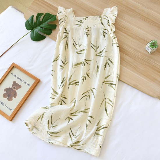 Women's pajamas, pure cotton gauze rose pattern, long-sleeved trousers, thin, loose-fitting, spring and summer two-piece loungewear set.