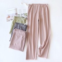 Adjustable maternity pajama pants, pure cotton belly support pants, spring and autumn, thin, solid color, large-size, soft, loose lounge pants.