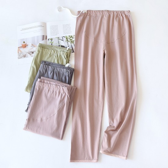 Adjustable maternity pajama pants, pure cotton belly support pants, spring and autumn, thin, solid color, large-size, soft, loose lounge pants.