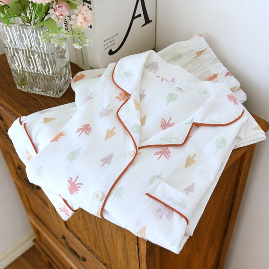 Pregnancy Women's pajamas, pure cotton double-layer gauze, belly-supporting pants, spring and summer, thin, adjustable, all-cotton crepe lounge pants.