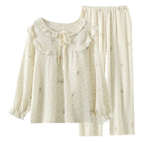 Flannel women's pajamas, autumn and winter Thickened, warm, plush, loose, and soft coral fleece lounge pants.