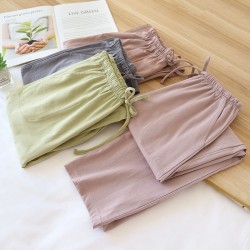 Women's pajama pants, spring, summer, and autumn, loose, casual cotton trousers suitable for outerwear, all-cotton pajamas, dropshipping.