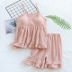Women's spring and summer pure cotton gauze pajamas, fresh and sexy, sexy suspender shorts loungewear set with bra pads.