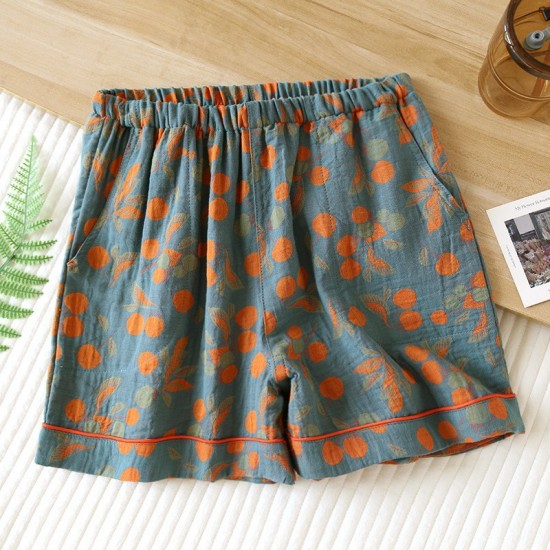 Women's Japanese-Style Spring and Autumn Pajamas, Spring and Autumn Pure Cotton Gauze Double-Layer Crepe, Summer Thin Long-Sleeved Cardigan, All-Cotton Homewear Set