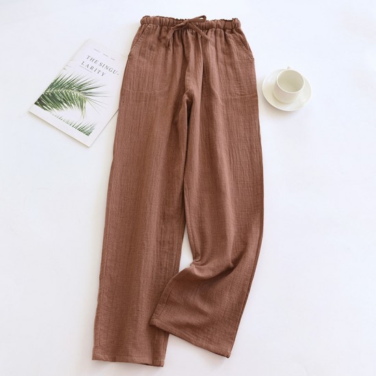 Spring and autumn pure cotton pajamas, men and women's yarn-dyed plaid, double-layer cotton gauze, plus-size, loose, thin, summer soft loungewear.