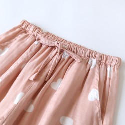 Men's spring and autumn pajamas, pure cotton double-layer gauze long-sleeved plaid pants, loose-fitting summer loungewear set