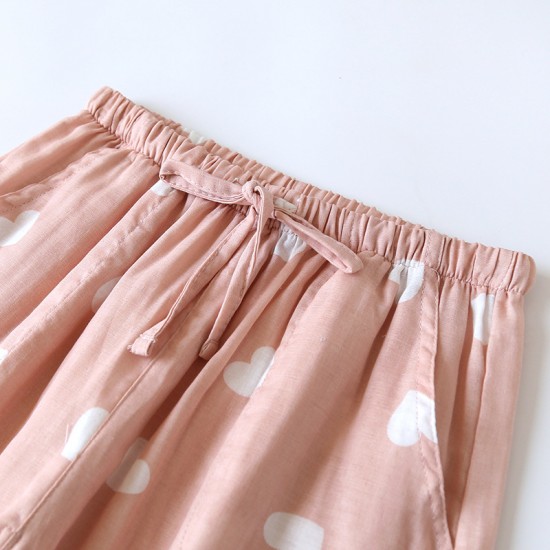 Men's spring and autumn pajamas, pure cotton double-layer gauze long-sleeved plaid pants, loose-fitting summer loungewear set