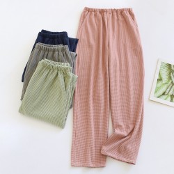New women's padded pajamas, pure cotton gauze long sleeves, spring, summer, and autumn bra-free crepe loungewear set.