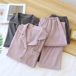 Women's spring and summer pajama pants, pure cotton knitted heart-shaped, thin, soft loungewear pants, Japanese-style, wearable as an outerwear, loose, casual trousers.