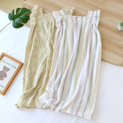 Women's pajamas, pure cotton gauze rose pattern, long-sleeved trousers, thin, loose-fitting, spring and summer two-piece loungewear set.