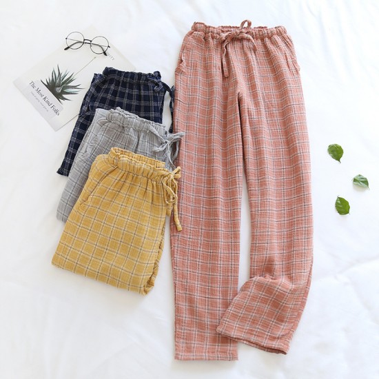 New women's shorts, pure cotton double-layer gauze pajamas, thin, soft, loose summer beach shorts.