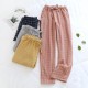 New women's shorts, pure cotton double-layer gauze pajamas, thin, soft, loose summer beach shorts.