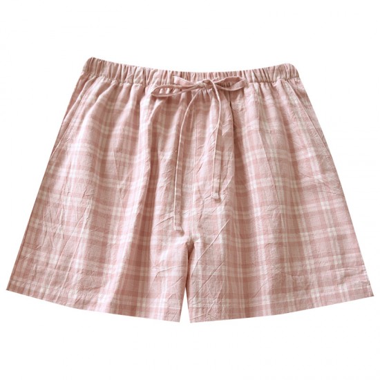 Summer women's cropped pajama pants, pure cotton gauze, striped, thin, wide. Wholesale soft cotton lounge pants for outdoor wear