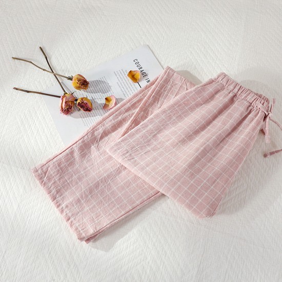 Summer pure cotton men's and women's washed cotton plaid shorts, thin cotton beach pants, outdoor wear.