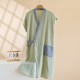 Couple kimono nightgown, pure cotton double-layer gauze, short sleeves, men's and women's bathrobes, loose-fitting, mid-length, drawstring kimono pajamas.
