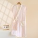 Couple kimono nightgown, pure cotton double-layer gauze, short sleeves, men's and women's bathrobes, loose-fitting, mid-length, drawstring kimono pajamas.