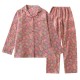 Women's spring and autumn pure cotton yarn-dyed jacquard gauze long-sleeved cardigan, retro pastoral-style all-cotton loungewear set.