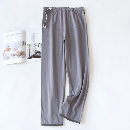 Adjustable maternity pajama pants, pure cotton belly support pants, spring and autumn, thin, solid color, large-size, soft, loose lounge pants.