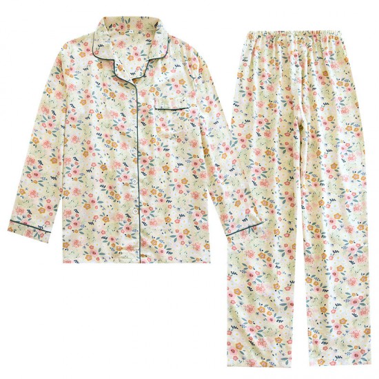 Couple's washed cotton pajamas, men's and women's thin plaid loungewear, spring and summer casual loose trousers, drop shipping.