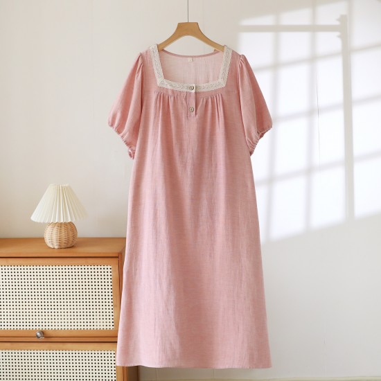 Men's summer pajamas, pure cotton double-layer gauze short-sleeved shorts, thin, solid-color, large-size home clothes set, can be worn outside