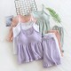 Women's spring and summer pure cotton gauze pajamas, fresh and sexy, sexy suspender shorts loungewear set with bra pads.