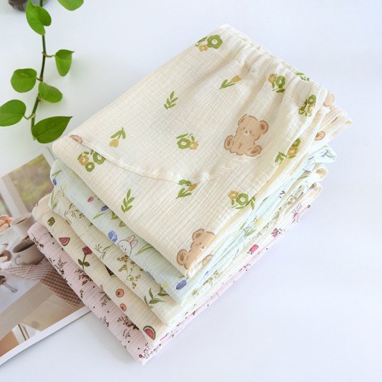 Women's summer nightgown, pure cotton gauze kimono, spring and autumn thin Japanese-style loungewear, bathrobe, pajamas, steam bath.