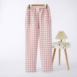 Summer couple's pajamas, pure cotton double-layer yarn-dyed shorts and cardigan, two-piece loose loungewear set for men and women.