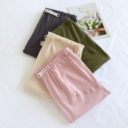 Adjustable maternity pajamas, plus-size, spring and autumn, pure cotton, belly-supporting pants, thin, soft loungewear pants for autumn and winter