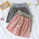 Couples' pure cotton washed cotton plaid shorts, men's and women's, soft, loose summer beach pants, large-size.