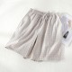 Women's washed cotton shorts, thin summer plaid pajamas, loose, plus-size, soft loungewear.