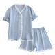New women's nightgown, pure cotton washed cotton gauze long-sleeved bath skirt, mid-length crepe, spring and autumn loose loungewear.