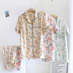 Japanese-style washed cotton kimonos, autumn loose long-sleeved, thin, spring and summer cotton loungewear, steaming suits.