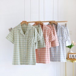 Women's summer nightgown, pure cotton double-layered cotton gauze short-sleeved loungewear, thin, soft, loose, plus-size cotton nightgown.